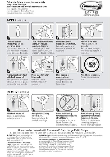 Command Bath Large Towel Hook Value Pack – Invisible Clear Towel Hooks for Clutter-Free Bathroom Walls