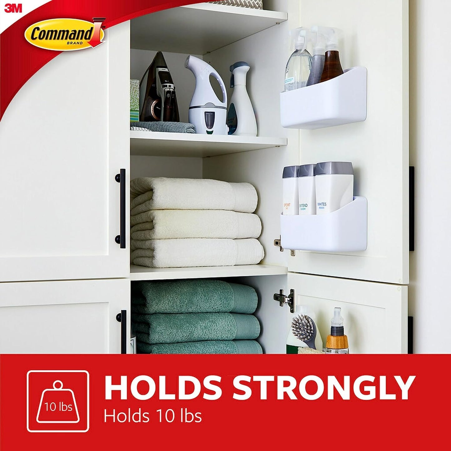 Command Large Organizing Caddy for Laundry Room Decor, Heavyweight Wall Storage for Cleaning Supplies