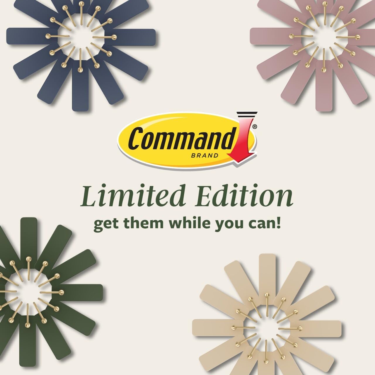 Command Medium Wire Hook Minimalist Wall Hooks for Clutter-Free Bedroom, Reusable Adhesive Hooks in Latte