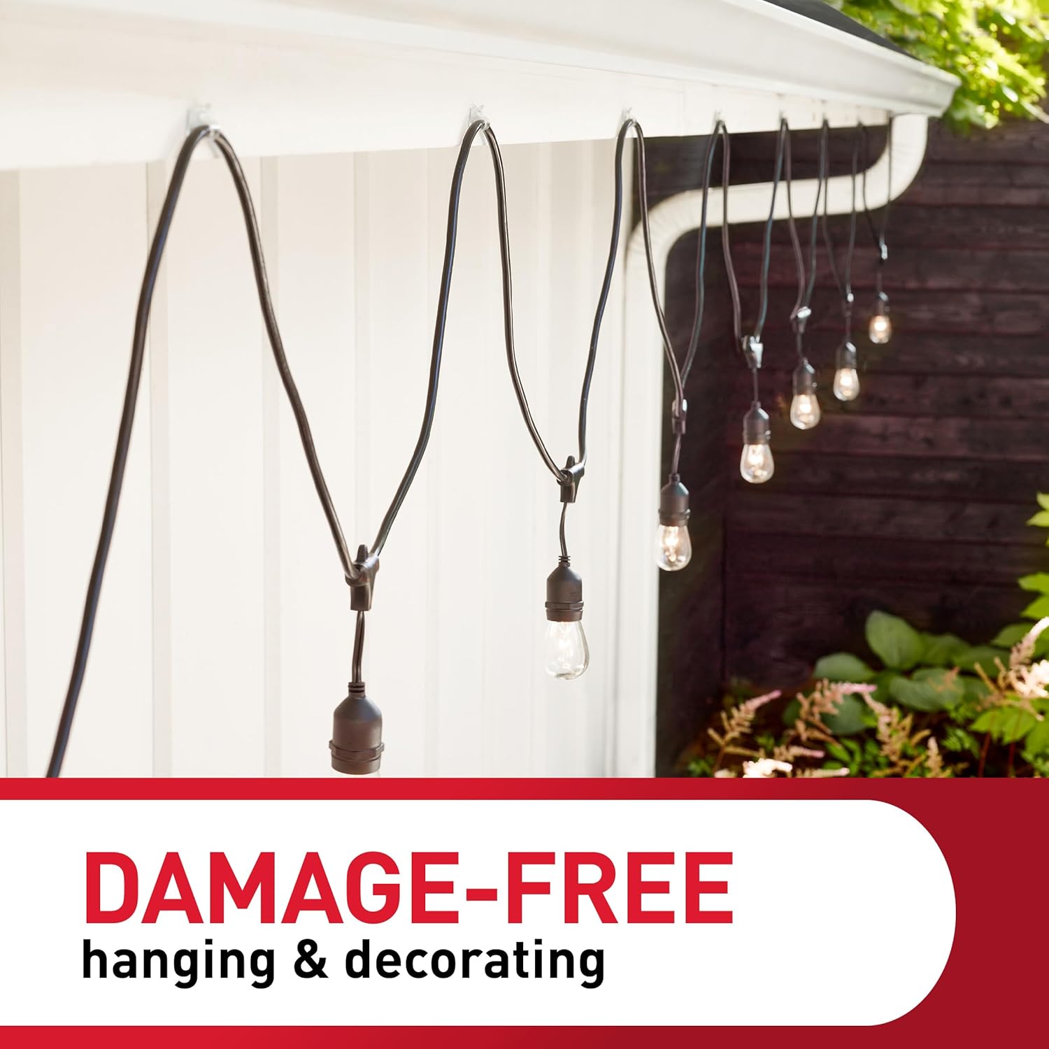 Command Outdoor Light Clips – Clear Patio String Light Hangers for Vinyl Siding and Pergolas, Weather Resistant