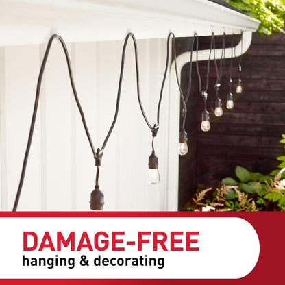 Command Outdoor Light Clips – Clear Patio String Light Hangers for Vinyl Siding and Pergolas, Weather Resistant