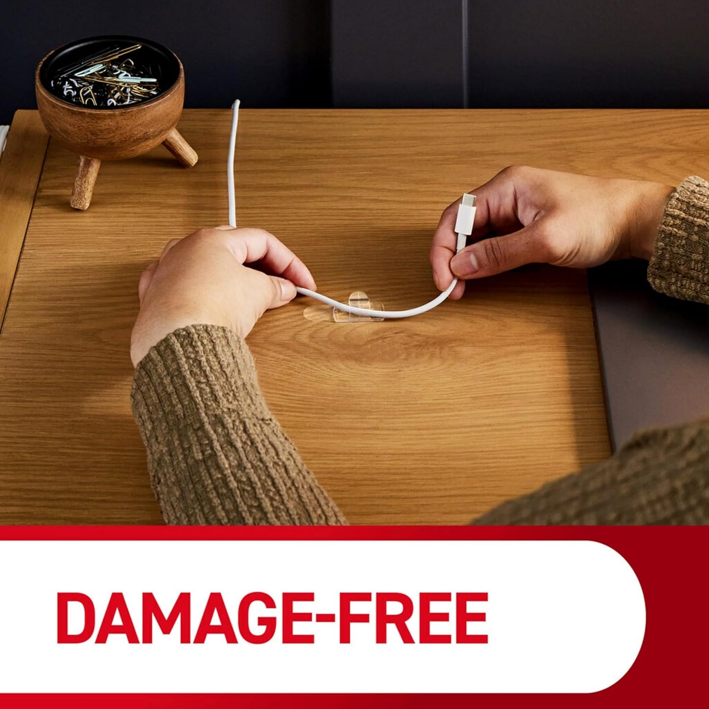 Command Round Cord Clips for Cozy Living Room Decor, Clear Cable Management for Holiday Light Cords and Window Displays
