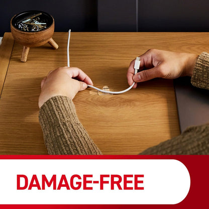 Command Round Cord Clips for Cozy Living Room Decor, Clear Cable Management for Holiday Light Cords and Window Displays