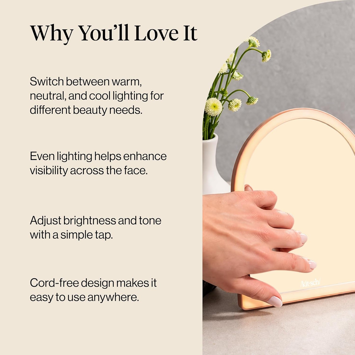 compact 6.69-inch width designed for desk, vanity, or travel use