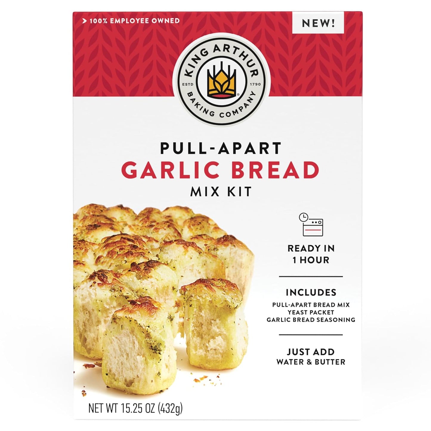 complete dry-ingredient kit including yeast, garlic seasonings, and topping