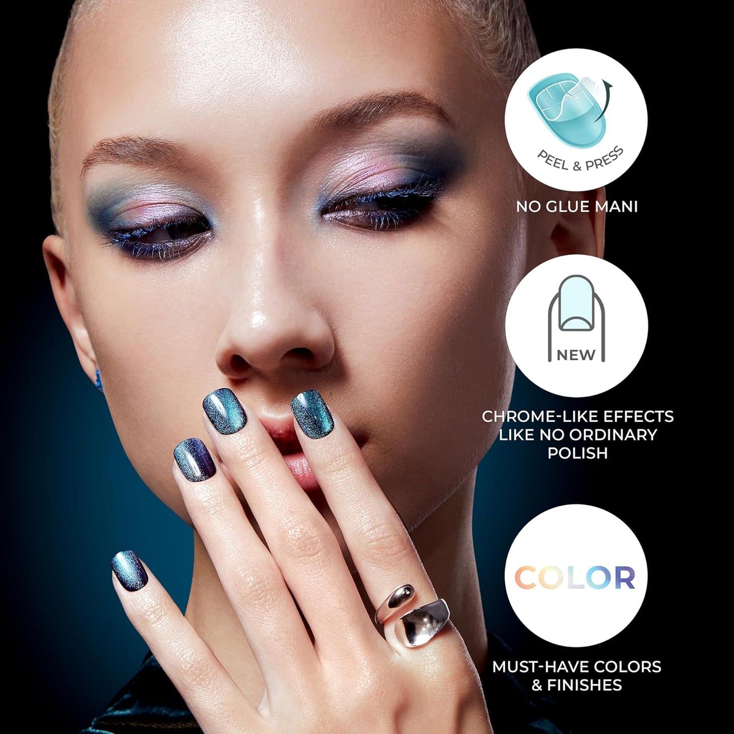 complete kit: 30 press-on nails, prep pad, mini nail file, and manicure stick