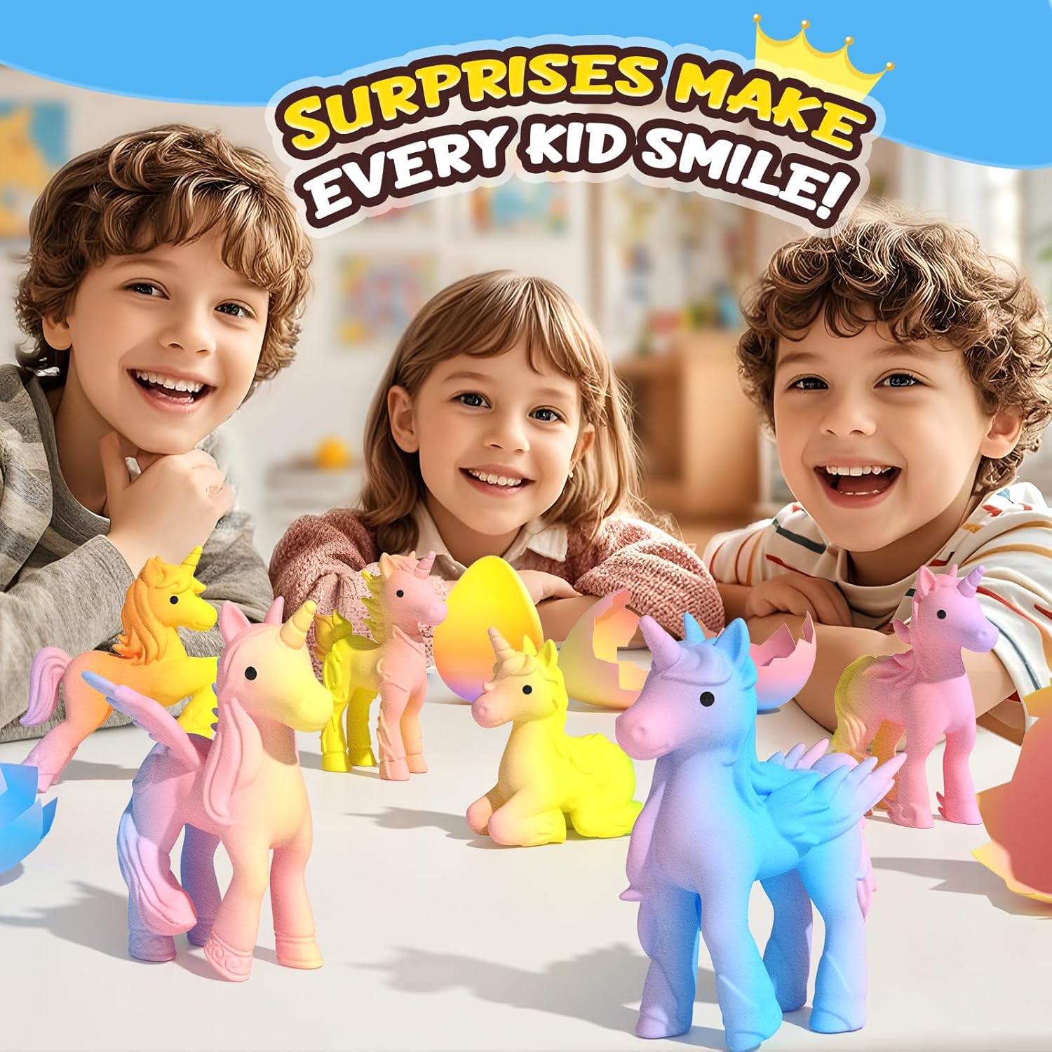 Coodoo Hatching Unicorn Eggs Gift Set – 6 Day Daily Surprise Stocking Stuffer and Easter Present for Toddlers and Kids