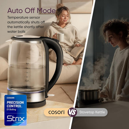 Cosori Classic White Kettle – Neutral-Tone Boil Solution for Minimalist Studios, Simple One-Touch Lid Operation