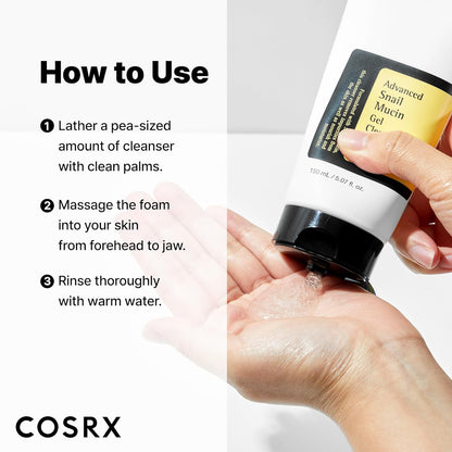 COSRX Advanced Snail Mucin Gel Cleanser – Hypoallergenic Daily Wash Safe for Sensitive and Reactive Skin Types