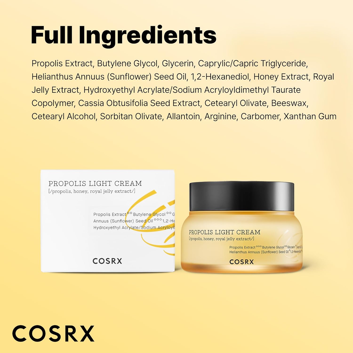 COSRX Full Fit Propolis Light Cream – Premium Anti-Aging Day and Night Face Cream for an Elevated Vanity, 65ml