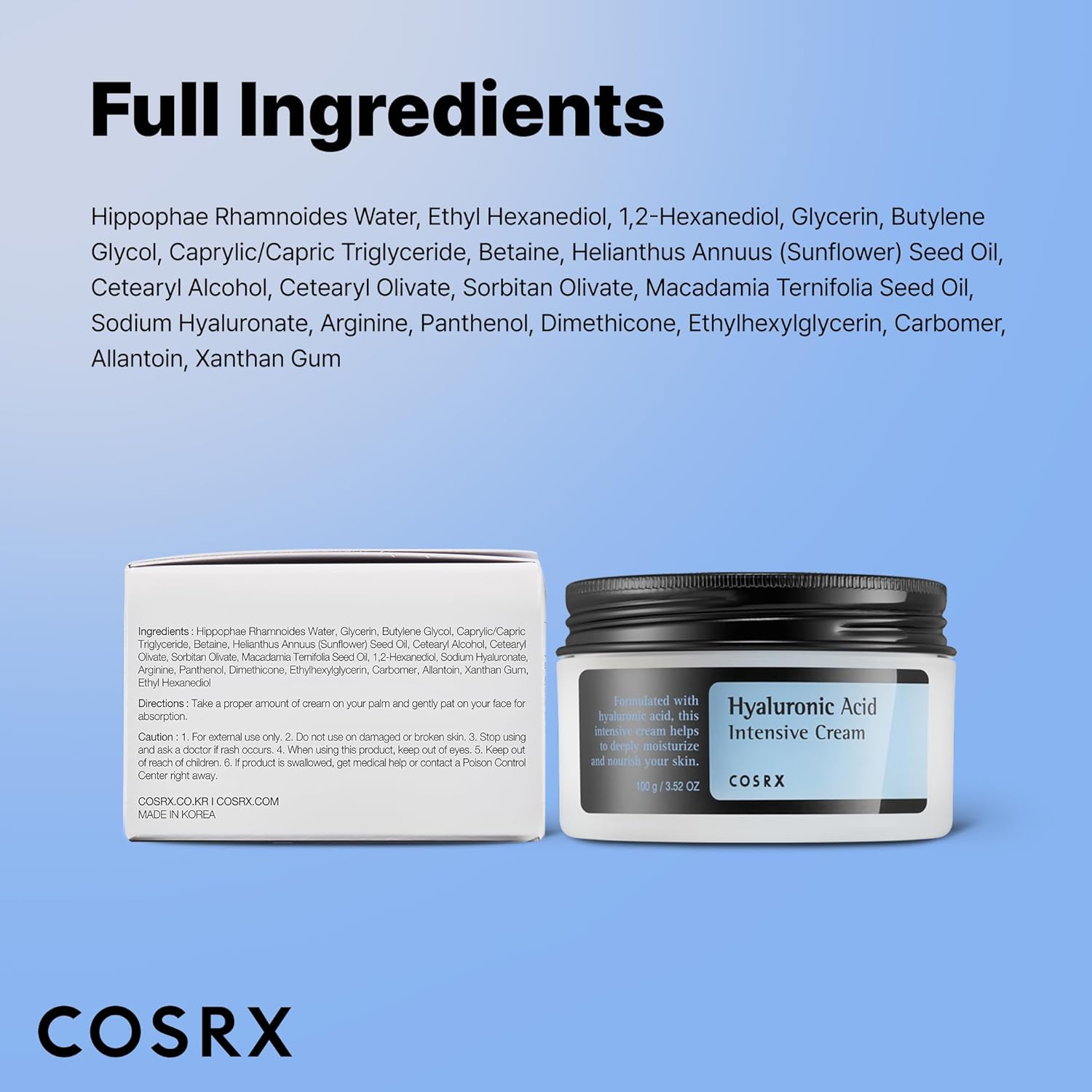 COSRX Hyaluronic Acid Moisturizing Cream – Clean Beauty Staple for Intentional Skincare Shelves, Daily Hydration
