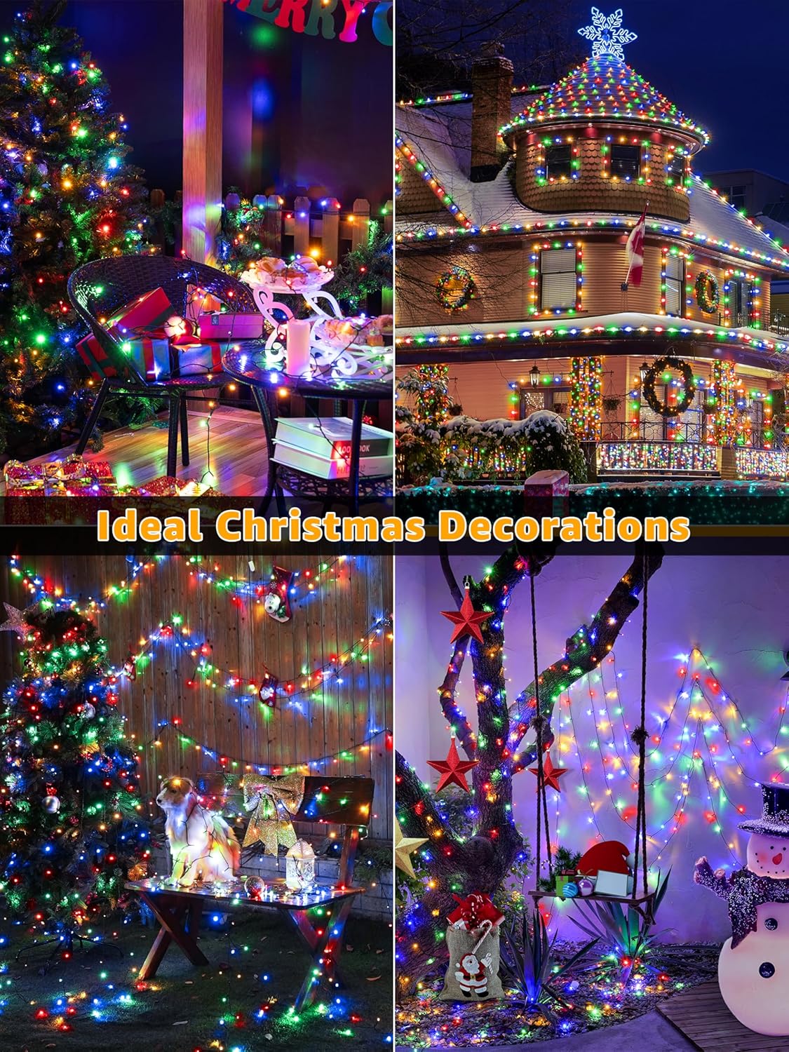 CozyHOME 1000 LED Outdoor Christmas Lights – IP44 Weatherproof Wrap for Trees, Fences & Roofline