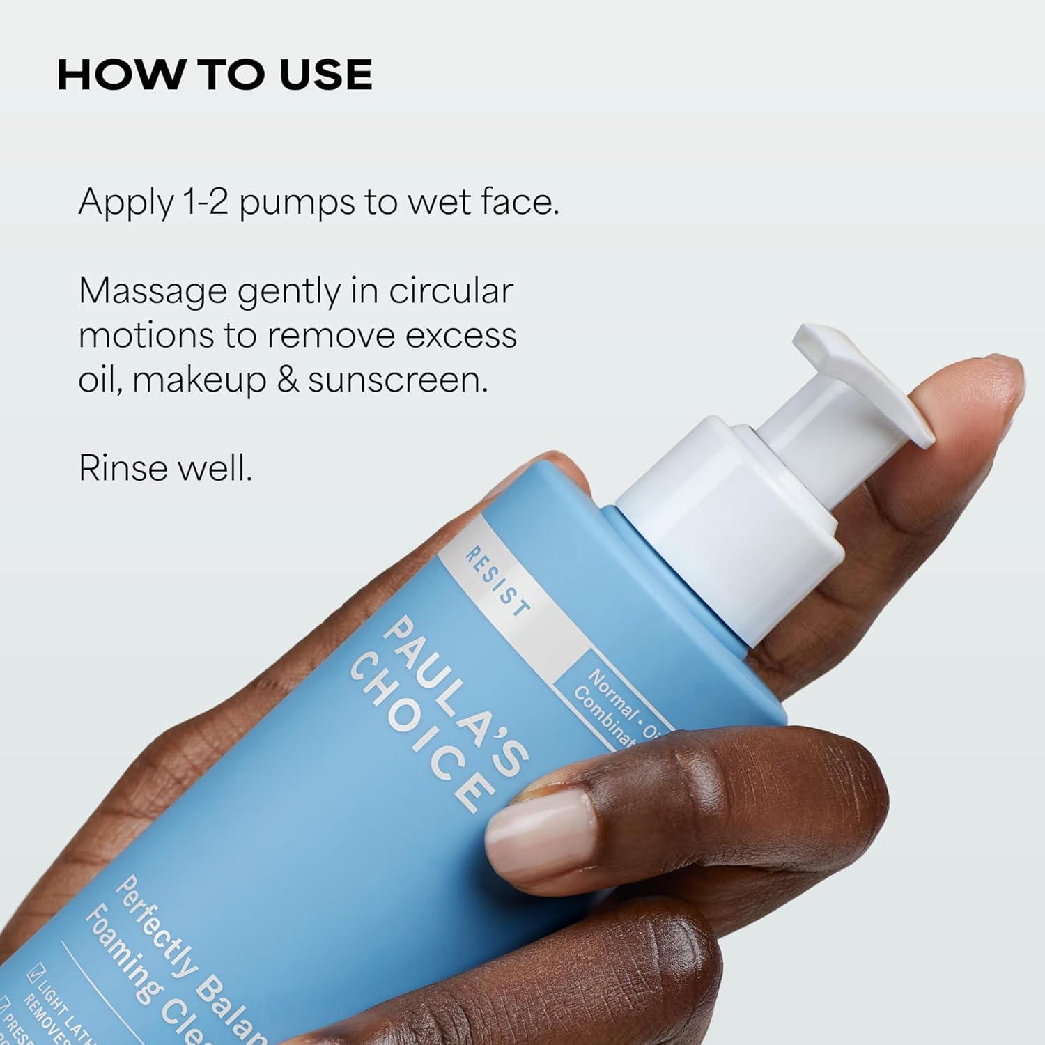 cream-based foaming texture that rinses clean without residue