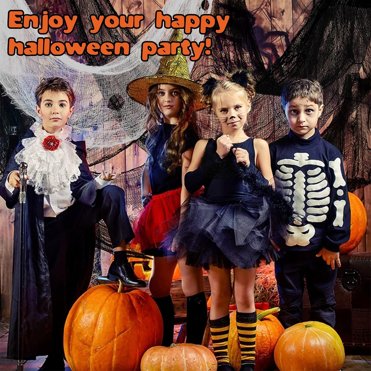 Creepy Cloth 6-Piece Gauze Set – Child-Safe Halloween Decor for Kids Bedroom and Playroom
