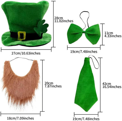 CreepyParty St. Patrick's Day Costume Set – Family Friendly Irish Outfit for Office and Home Celebrations, Adult Sized 4-Piece Kit