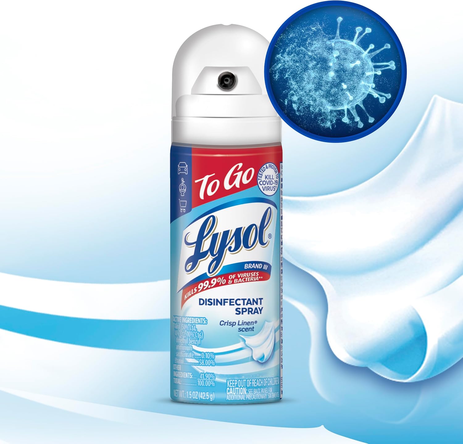 crisp linen deodorizing scent for freshening enclosed spaces