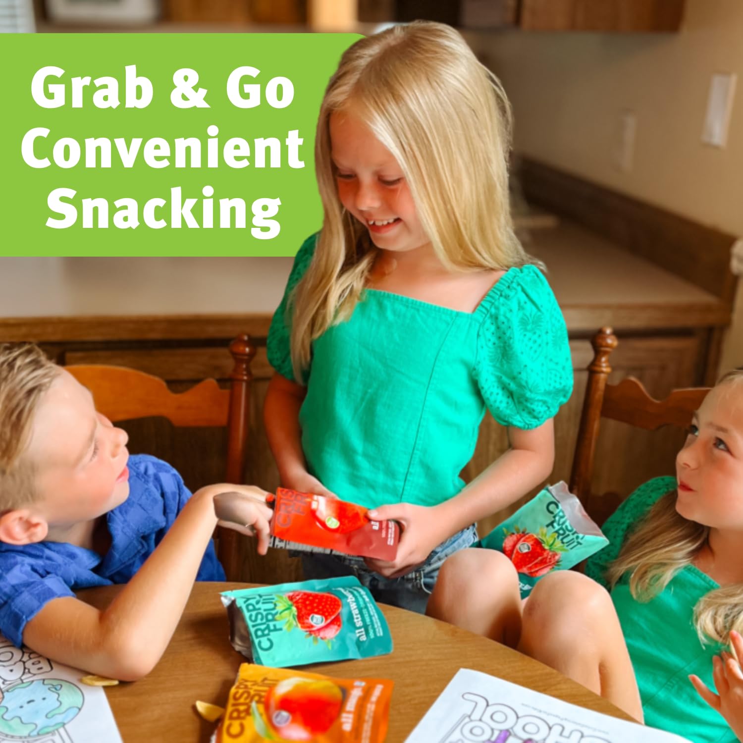 Crispy Green Freeze-Dried Fruit Snacks Variety Pack – Safe School Lunchbox Fruit for Kids' Lunches, 16 Single-Serve Bags