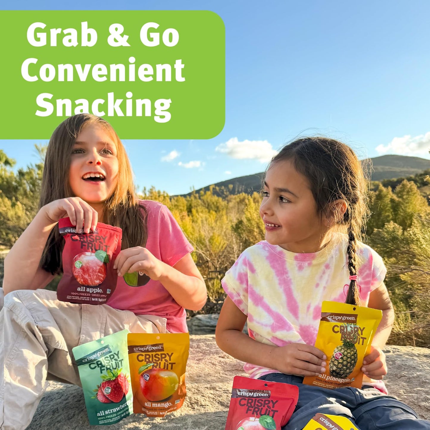 Crispy Green Freeze-Dried Fruit Snacks Variety Pack – Safe School Lunchbox Fruit for Kids' Lunches, 16 Single-Serve Bags