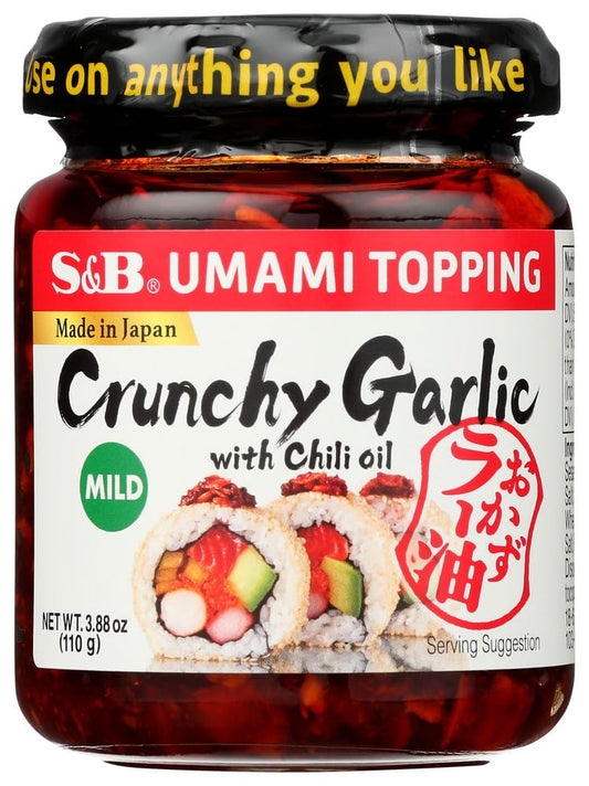 crunchy fried garlic pieces suspended in chili-infused oil