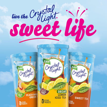 Crystal Light Decaf Lemon Iced Tea – Nighttime Wind-Down Drink for Calorie-Conscious Adults, Caffeine-Free 2-Quart Pitcher Mix