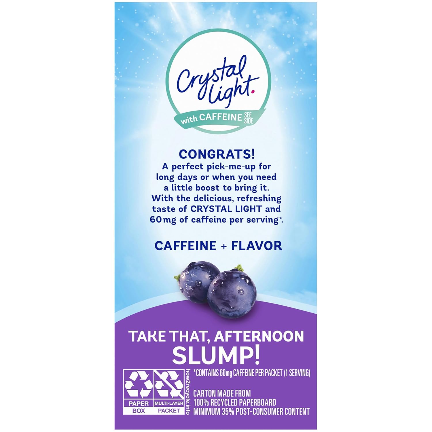 Crystal Light Grape Drink Mix with Caffeine – Desk-Side Afternoon Energy Boost for Office Workers, Zero Sugar Single-Serve Packets