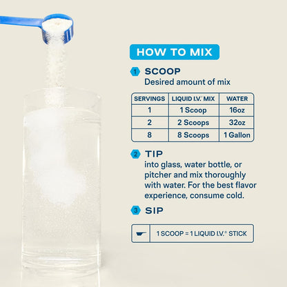 customizable 1-scoop-per-16oz serving format in a 30-serving tub