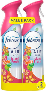 Febreze Air Mist with Gain Island Fresh – Daily Aromatherapy Spray for Bathroom Wind-Down Ritual, 8.8oz, Pack of 2