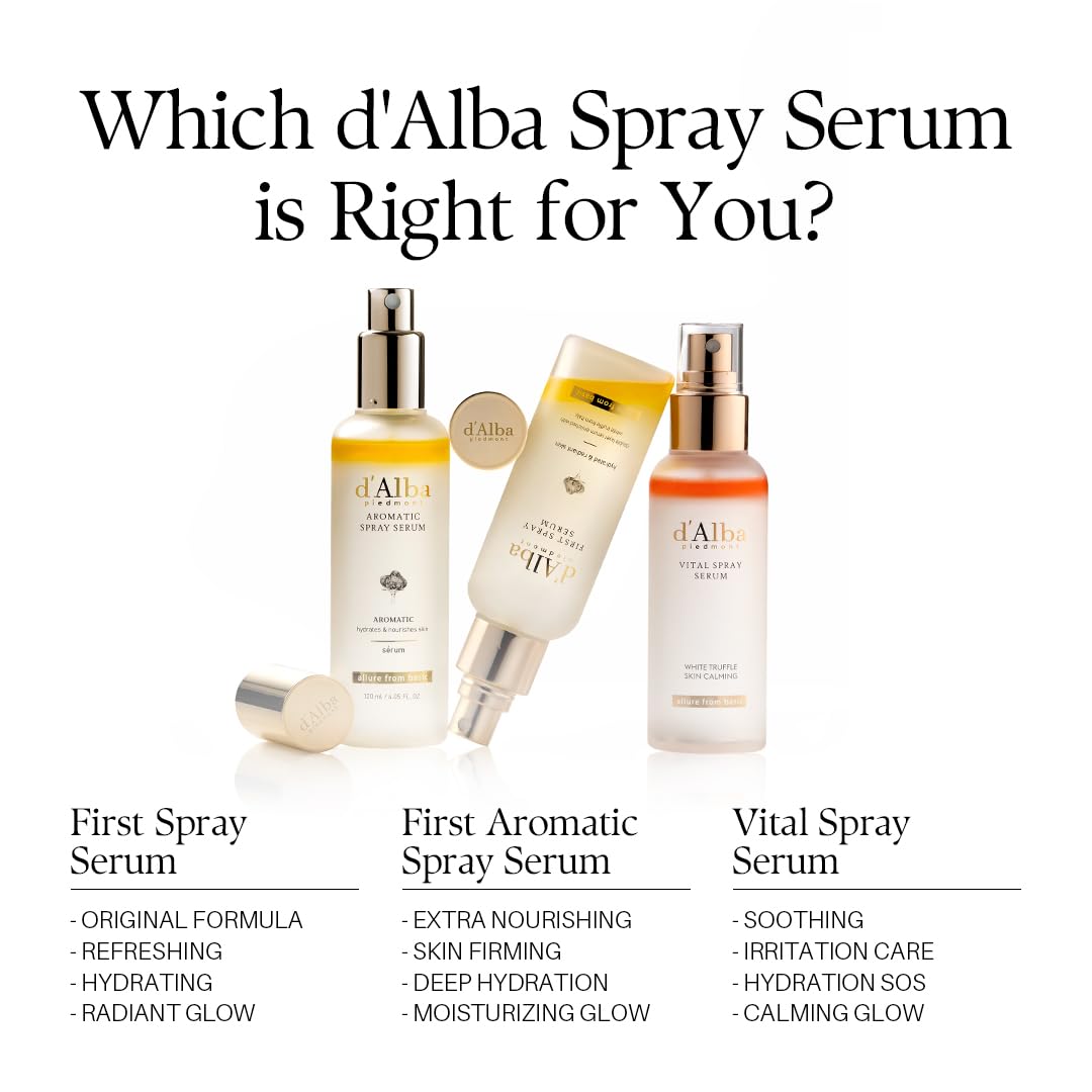 d'alba Piedmont White Truffle First Spray Serum – Italian Luxury Face Mist for Vanity Counter, Hydrating Glow Primer