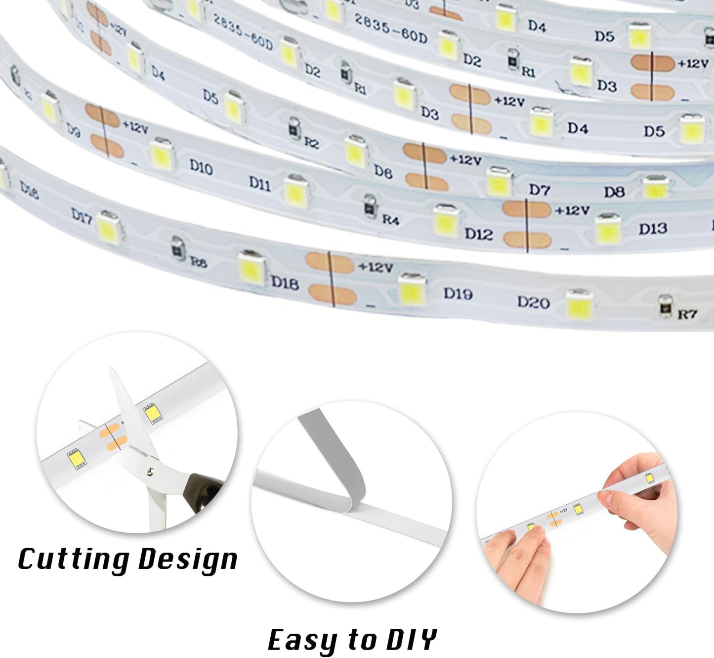 dalattin LED Tape Light – Low Heat Night Light Strip for Bedrooms and Nurseries, 6500K Daylight