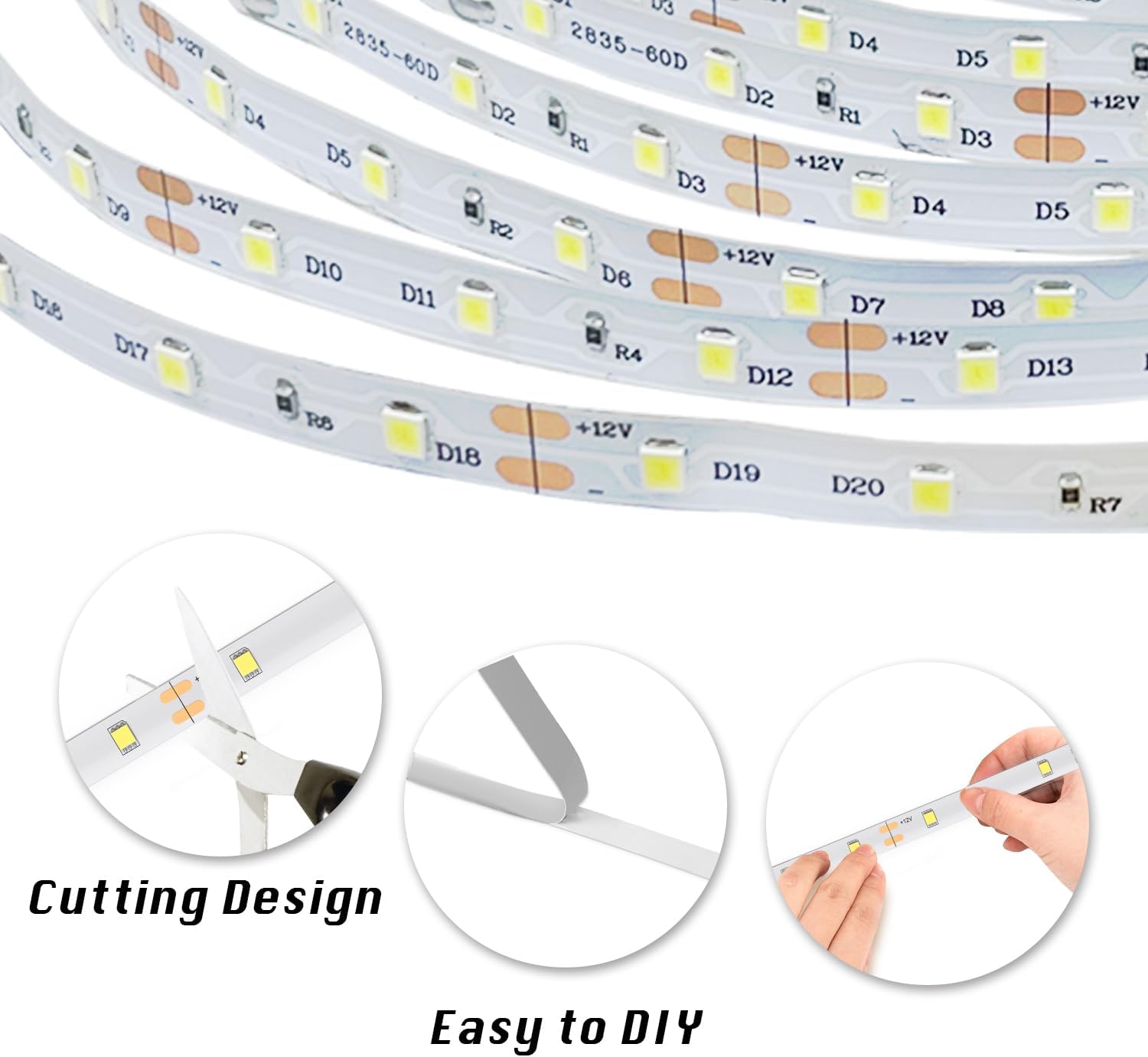 dalattin LED Tape Light – Low Heat Night Light Strip for Bedrooms and Nurseries, 6500K Daylight