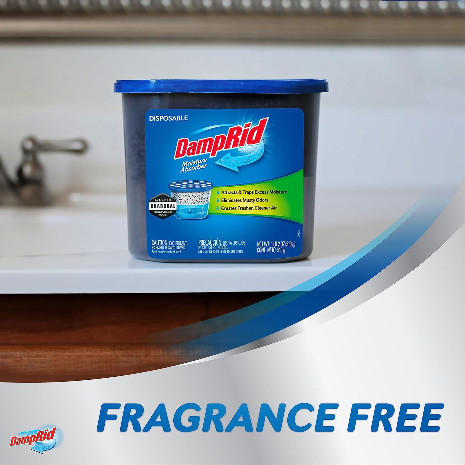 DampRid Fragrance Free Moisture Absorber – Safe Around Kids and Pets in Nurseries and Laundry Rooms, No Electricity Disposable Tub