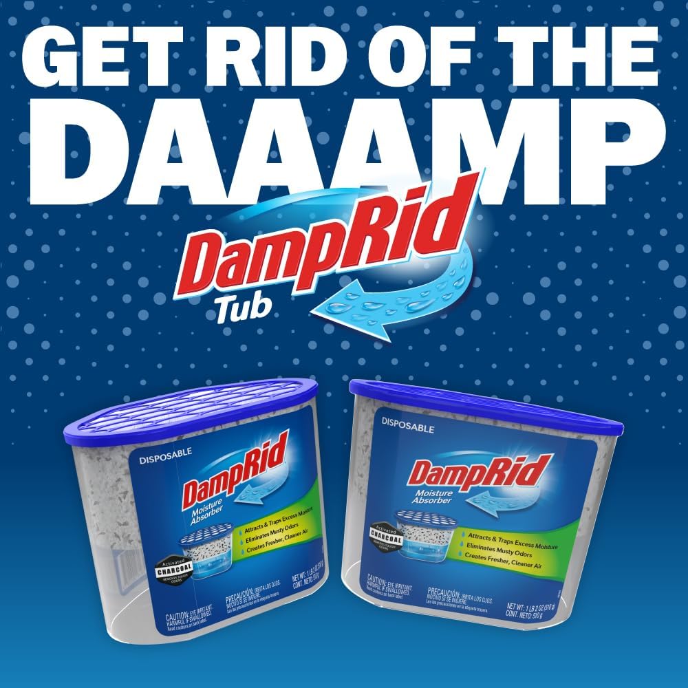 DampRid Fragrance Free Moisture Absorber – Safe Around Kids and Pets in Nurseries and Laundry Rooms, No Electricity Disposable Tub