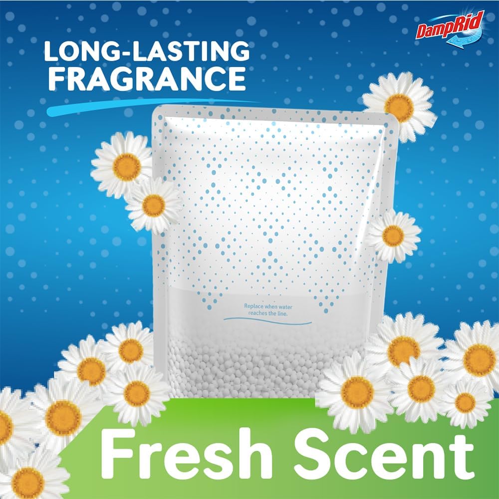 DampRid Fresh Scent Single-Use Pouch for Bedroom Decor, Stylish Closet Refresh and Neutral-Toned Room Ambiance