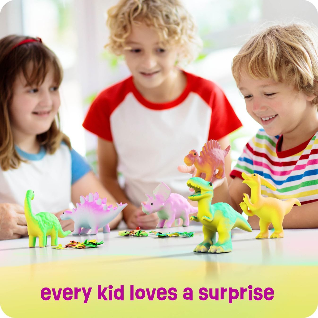 Dan&Darci Dinosaur Hatching Surprise Eggs for Kids - Mess-Light Sensory Play with No Batteries for Kids' Room, Daycare, and Travel - 6 Pack