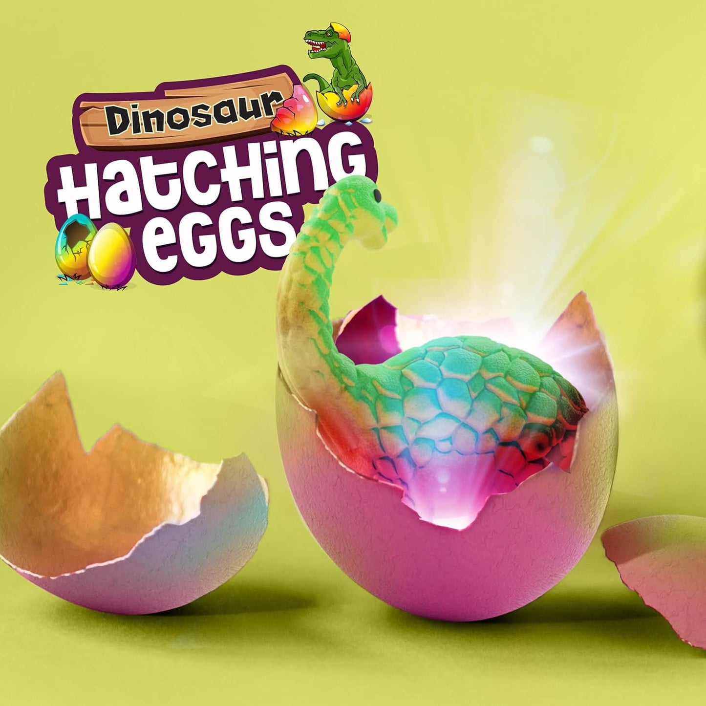 Dan&Darci Dinosaur Hatching Surprise Eggs for Kids - Mess-Light Sensory Play with No Batteries for Kids' Room, Daycare, and Travel - 6 Pack
