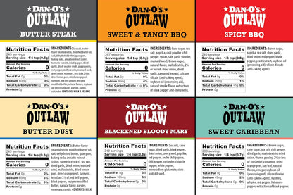 Dan-O's Outlaw Seasoning 6 Bottle Gift Set – Bold Birthday Present for Grilling Dads, Hosts, and Foodie Friends