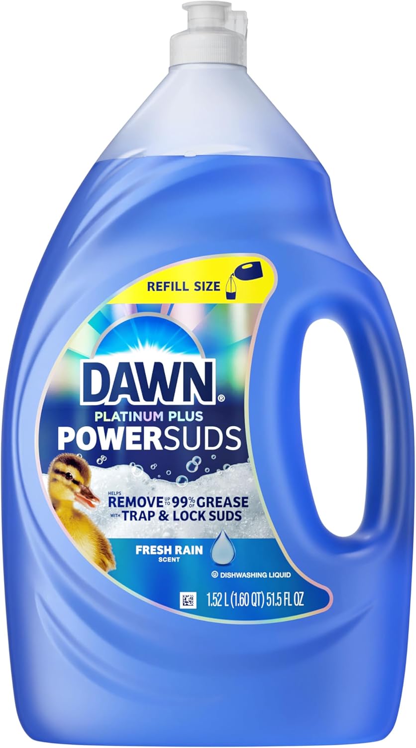 Dawn Platinum Plus PowerSuds 51.5 oz Refill – Streamlined Dish Soap for Clutter-Free Kitchen Counters