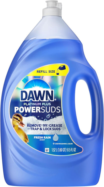 Dawn Platinum Plus PowerSuds 51.5 oz Refill – Streamlined Dish Soap for Clutter-Free Kitchen Counters