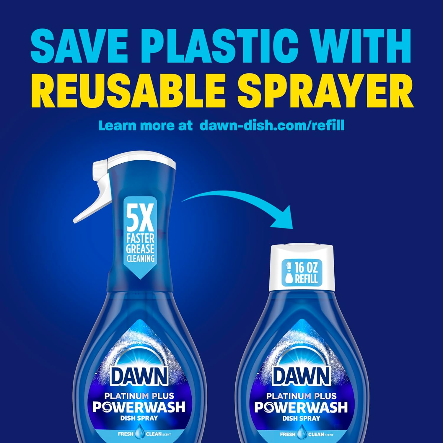 Dawn Platinum Powerwash Dish Spray – Clean-Design Sink Essential for Minimalist Kitchens, Fresh Scent