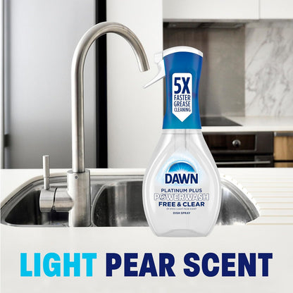 Dawn Powerwash Free & Clear Light Pear Dish Spray for Uncluttered Under-Sink Storage, One Bottle Replaces Four Cleaners