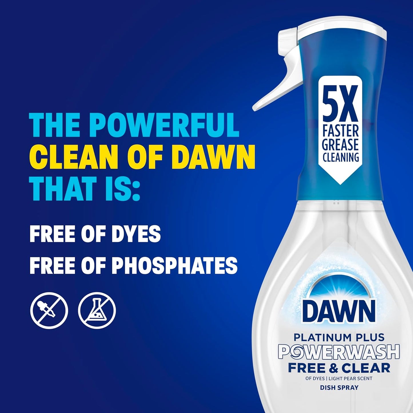 Dawn Powerwash Free & Clear Light Pear Dish Spray for Uncluttered Under-Sink Storage, One Bottle Replaces Four Cleaners