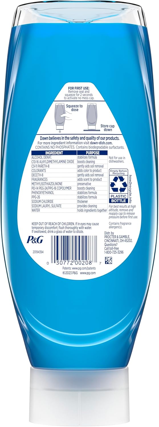 Dawn Ultra EZ-Squeeze Dish Soap – Bulk Home Office Pantry Stock, Faster Post-Meal Cleanup