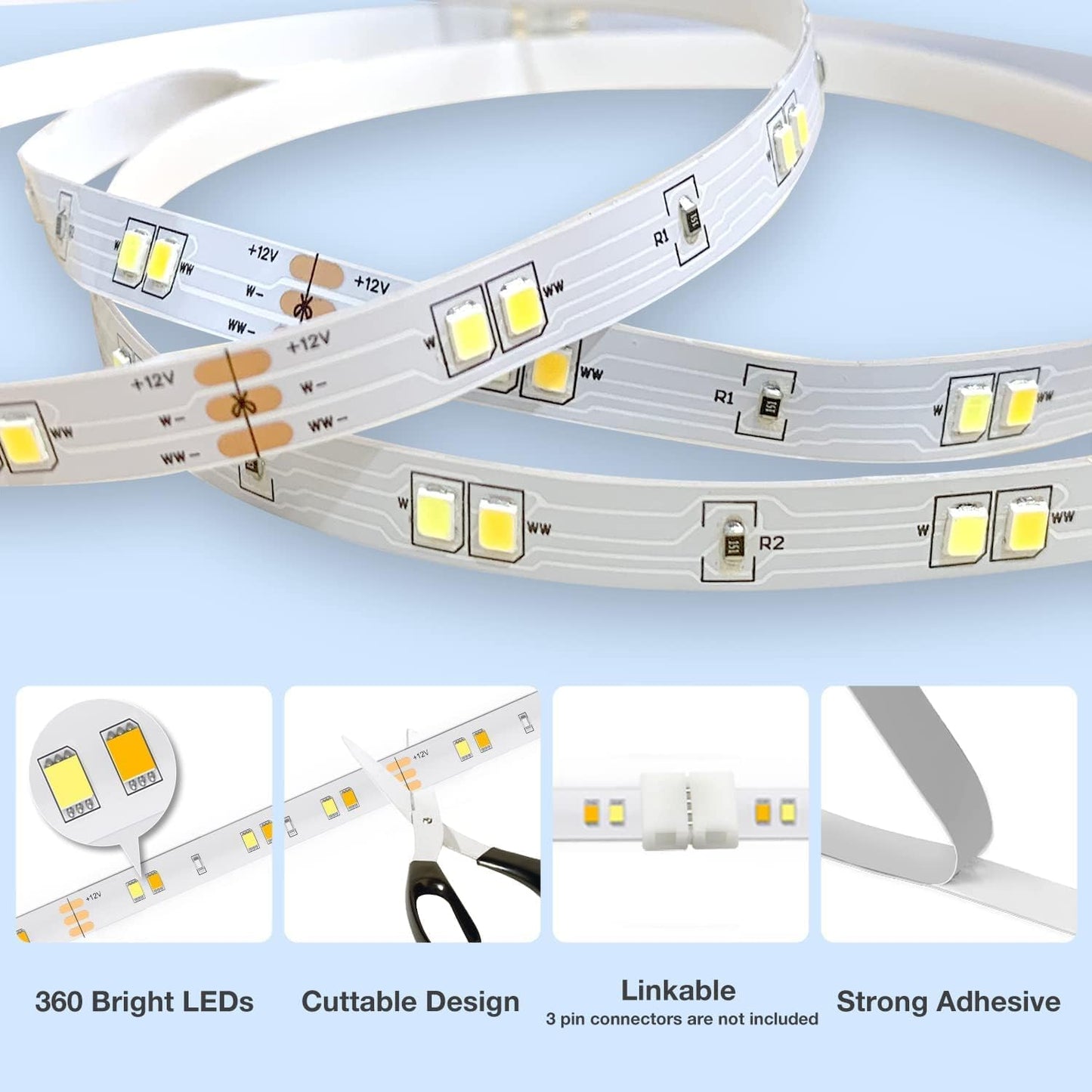 DAYBETTER Dimmable LED Strip Lights – Simple Clutter-Free Under Shelf Lighting, One Strip Replaces Multiple Fixtures