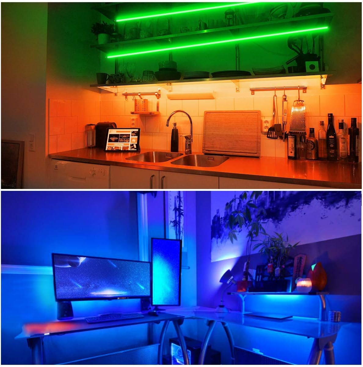 DAYBETTER RGB LED Strip Lights – 32.8ft Mood Lighting for Behind TV, Cabinets, and Living Room Walls