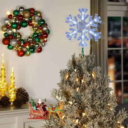 Dazzle Bright LED Snowflake Tree Topper – Child-Safe, Cool-to-Touch Holiday Light for Family Living Rooms