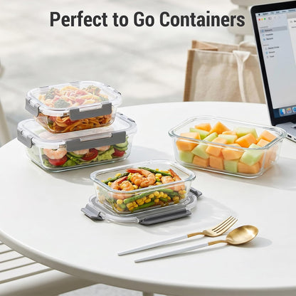Dealusy 10-Set Borosilicate Glass Storage – Healthy Meal Prep System for Gym Bags and Office Lunches