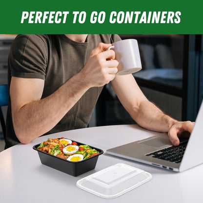 Dealusy 50 Pack 24 oz BPA-Free Meal Prep Trays – Neutral Food Storage Set for Intentional Living and Tidy Countertop Aesthetics