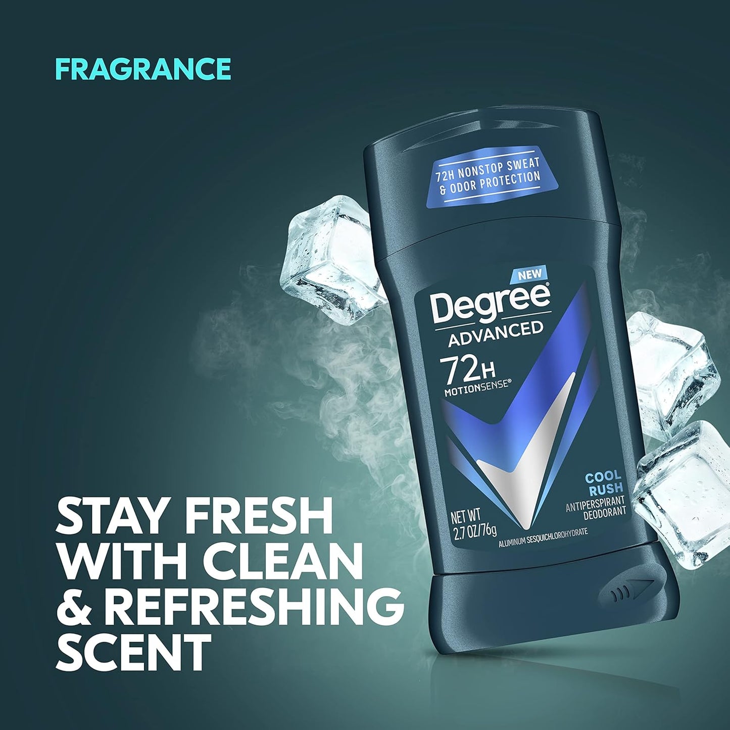 Degree Men Cool Rush Antiperspirant – Outdoor Adventures, Patio Days and Camping Trips Stay Fresh with MotionSense 4-Pack
