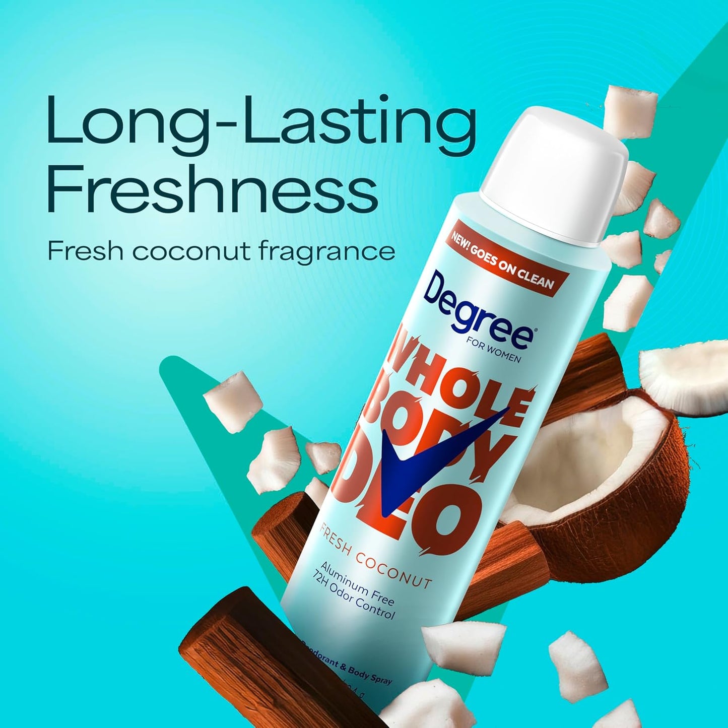 Degree Women Deodorant Spray Fresh Coconut Scent 72H Aluminum Free for Hiking Camping and Trail Days