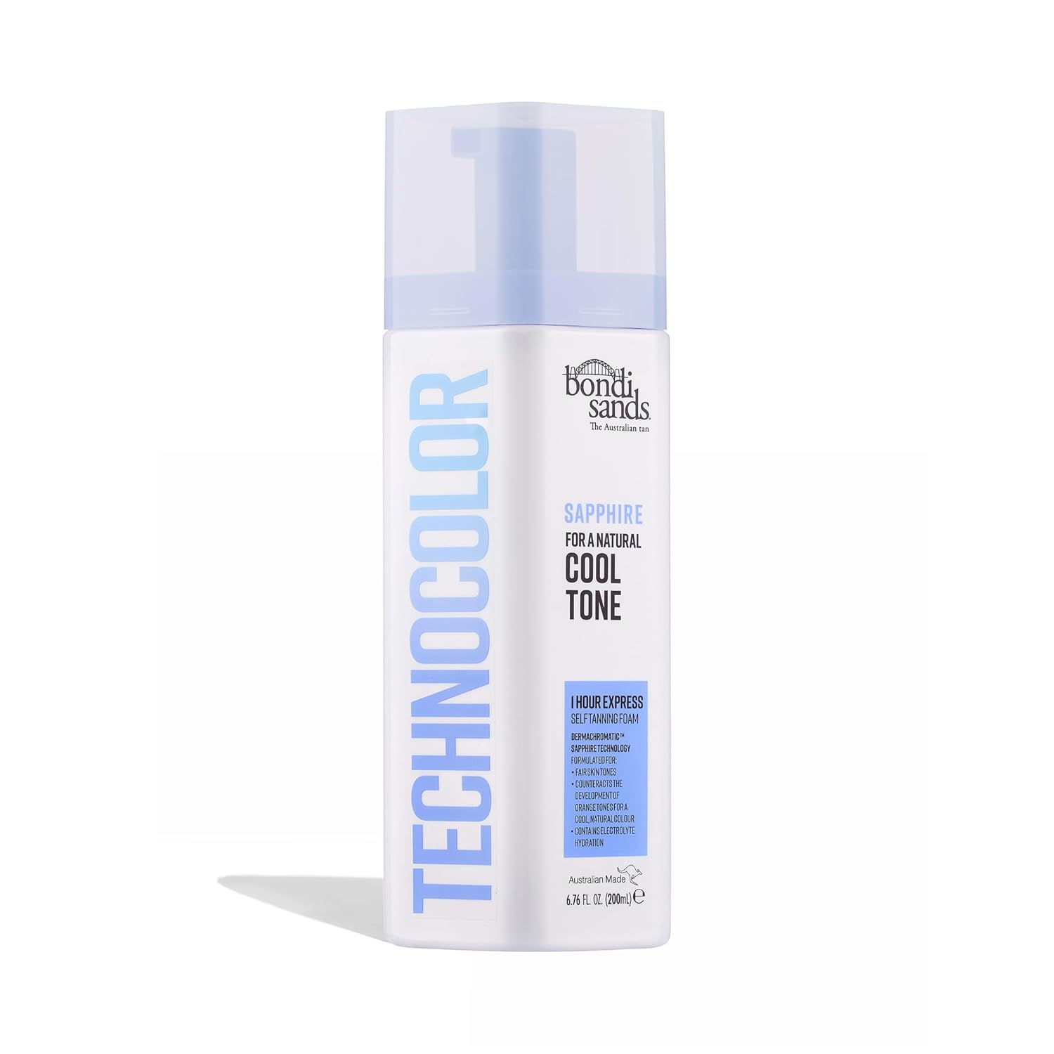 dermachromatic color technology with blue-grey guide color to neutralize orange undertones